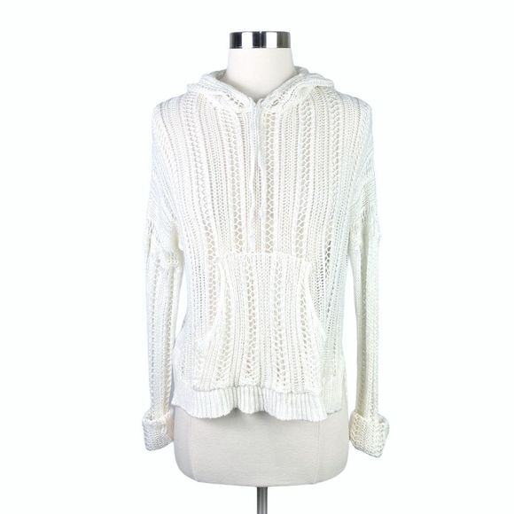 Poof! Knit Crocheted Hoodie Pullover Top - Size Medium - Picture 1 of 4